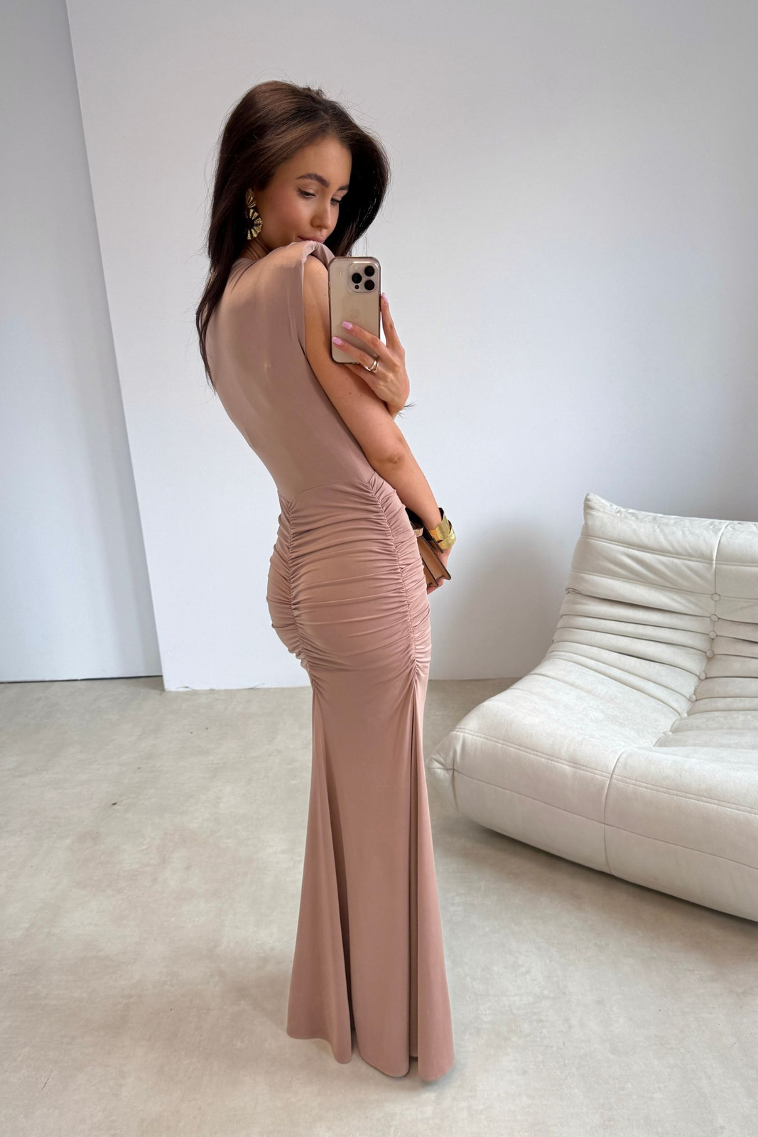 Noelia - sukienka maxi w kolorze cappuccino